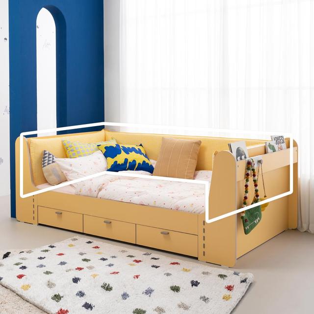 톨 키즈 침대 패브릭 쿠션 범퍼가드 3면형