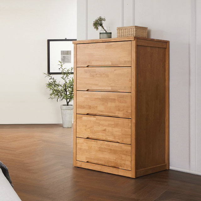 폴리 키크고 속깊은 고무나무원목 5단서랍장