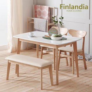 [역마진 비밀특가] 데니스 4인대리석식탁세트(의자2+벤치1)