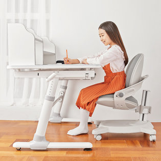 어린이 초등학생 바른자세 책상, 높이 각도 조절 책장형