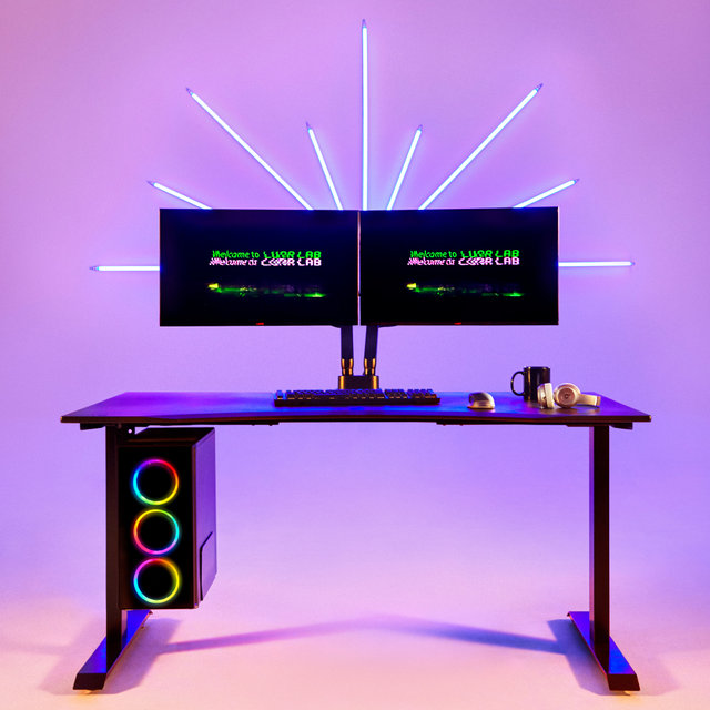 컴퓨터책상 거실 서재 1인용 게이밍 책상 블랙커브1200 (기사설치)