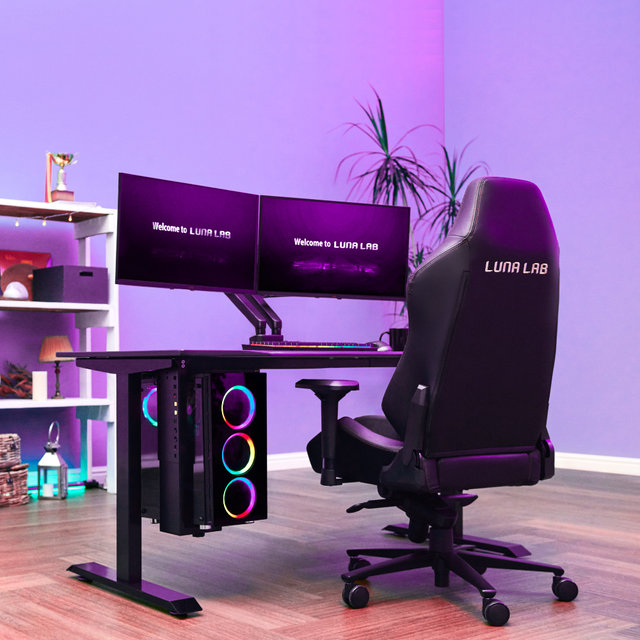 컴퓨터책상 거실 서재 1인용 게이밍 책상 블랙커브1200 (기사설치)