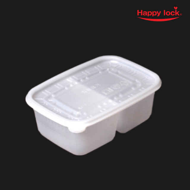 해피락 배달 포장 용기 도시락 떡볶이 죽용기(대-2칸)-500set