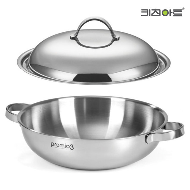 키친아트 통3중 인덕션가능 스텐 전골냄비28cm 궁중 부대찌개 샤브샤브냄비