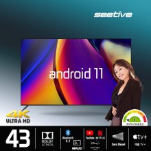 108cm 안드로이드 OS 11 스마트 UHD TV AGUM4300 이젤 3타입화이트