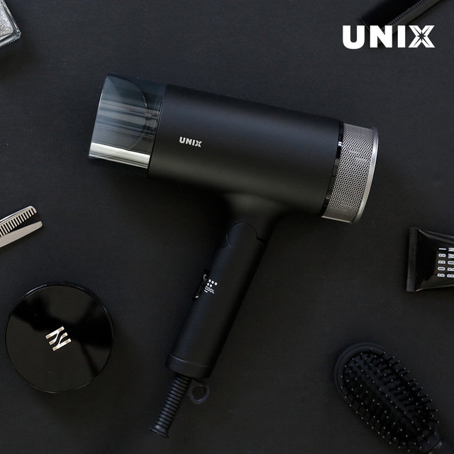  유닉스 메탈 무광블랙 1600W 접이식 헤어 드라이기 UN-A1610