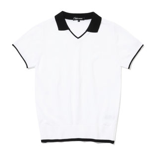 포인트 카라 여성 반팔 니트 [WHITE]