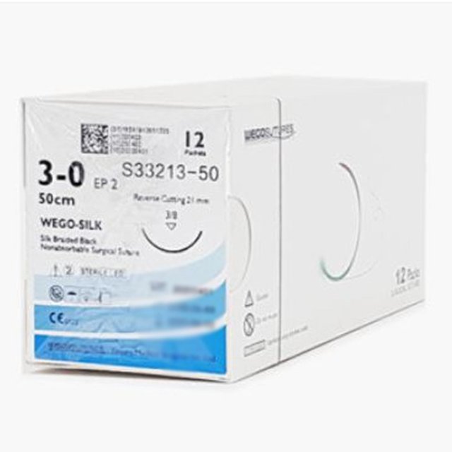 위고 블루실크 봉합사 S33213-50 (3-0) 21mm 3/8circle 50cm 12팩