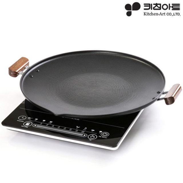 키친아트 인덕션가능 그리들팬40CM (가방포함) 전골 고기 삼겹살 구이 불판