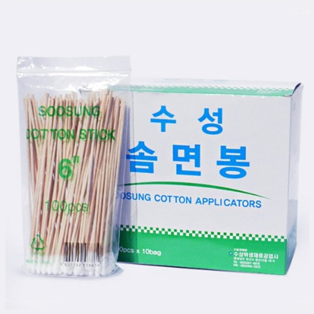 수성 솜면봉 6인치 100개 x 10팩 긴면봉