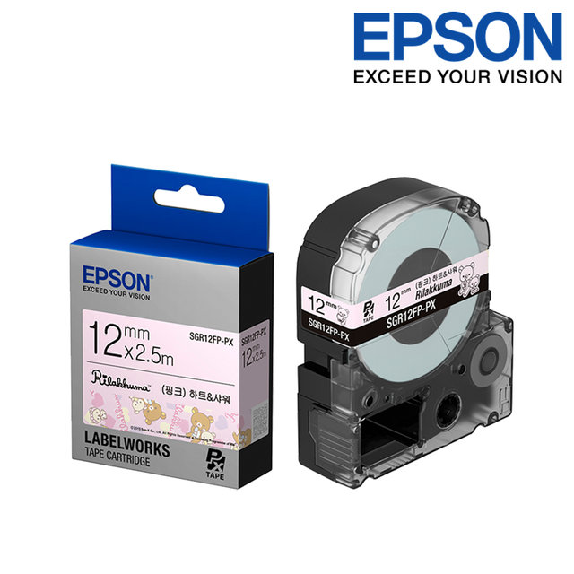 엡손 라벨테이프 SGR12FP-PX (핑크)하트&샤워 폭 12mm