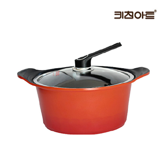 키친아트 리빙온 S100G 세라믹코팅 통주물 곰솥냄비 28cm 코팅냄비