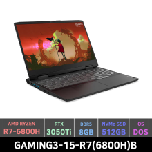 게이밍3 노트북 (O)GAMING3-15-R7(6800H)B (R7-6800H, RTX3050Ti, 8GB, 512, Freedos, 15.6인치, Onyx Grey)
