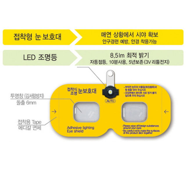 화재대피 방연습식마스크 조명눈보호대 2세트
