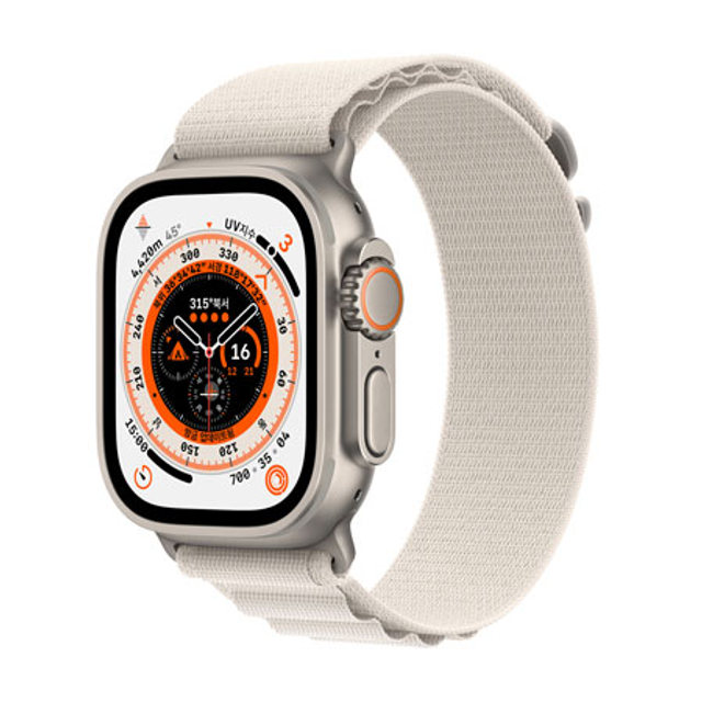 애플워치 울트라 49mm Cellular 티타늄 케이스 스타라이트 알파인 루프 L - [MQFT3KH/A]