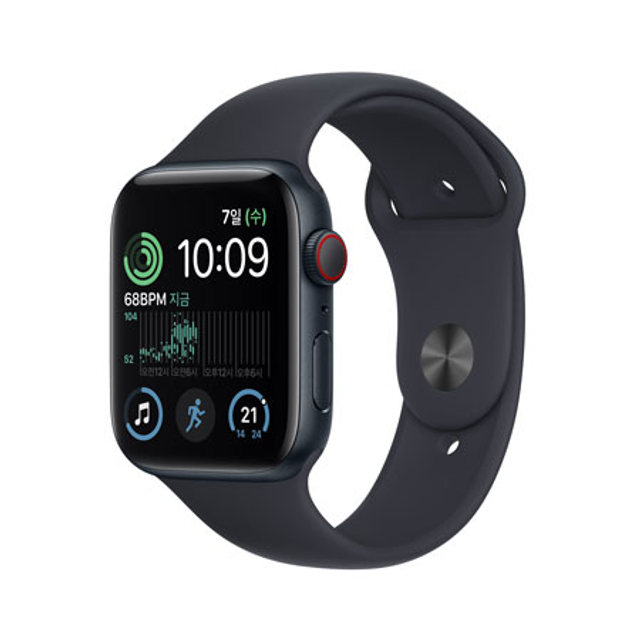 애플워치 SE2 44mm GPS + Cellular 미드나이트 알루미늄 케이스 미드나이트 스포츠 밴드 - [MNPY3KH/A]