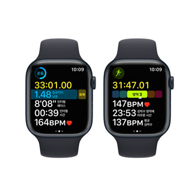 애플워치 8 45mm GPS + Cellular 미드나이트 알루미늄 케이스 미드나이트 스포츠 밴드 - [MNK43KH/A]