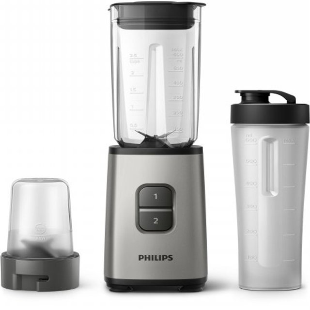 미니 블렌더 HR-2604 (1L, 2단계 속도조절, 스테인리스 칼날, 다지기, 텀블러 포함)