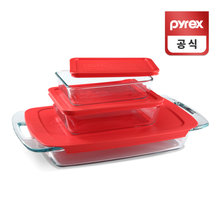 코렐 파이렉스 이지그랩 레드 베이크 디쉬 3p세트