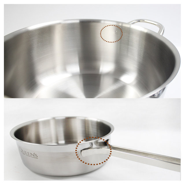 키친아트 스텐레스 인덕션 냄비 후라이팬세트 (퀸즈 통3중 냄비(편18+전24)+퀸 통5중 후28)