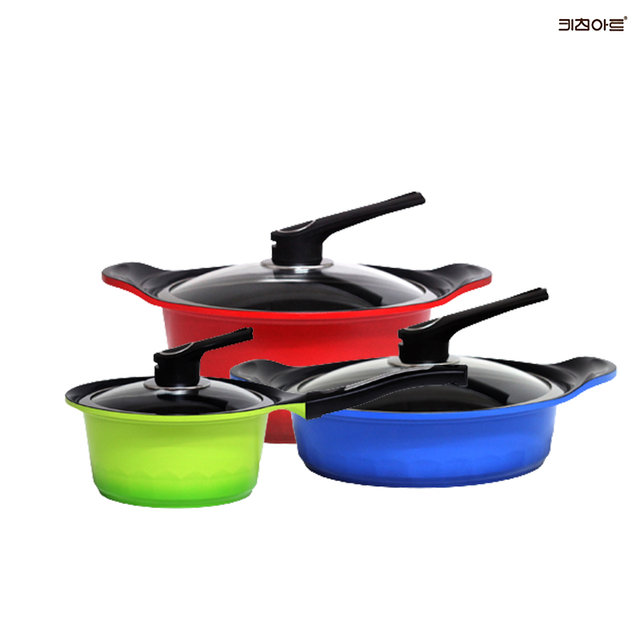 키친아트 S100G 통주물 세라믹코팅 냄비세트 3종E(편18+양24+전24)