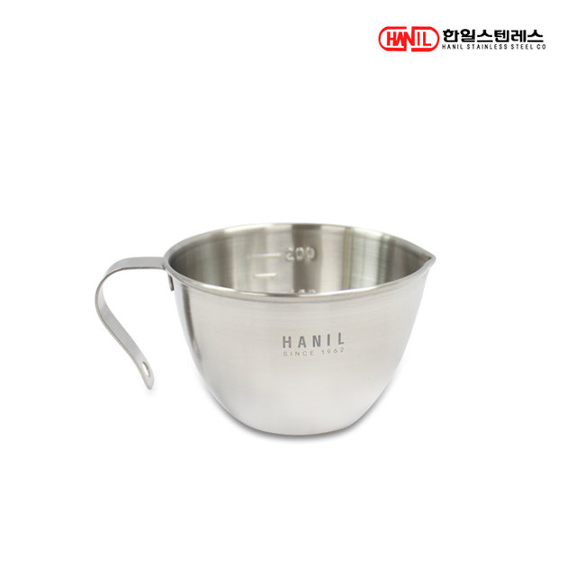 한일STS, 스텐레스304 손잡이형 계량믹싱볼 4종(250ml+500ml+750ml+1200ml) 계량컵 레시피컵