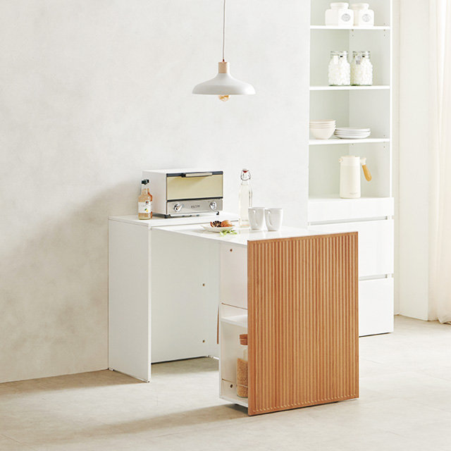 아빌 폴딩 식탁 접이식 슬라이딩 테이블 확장형  원룸 1인용식탁