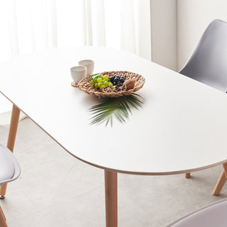 테타 1600 타원형 6인 테이블 라운드 자작나무 원목 주방 화이트