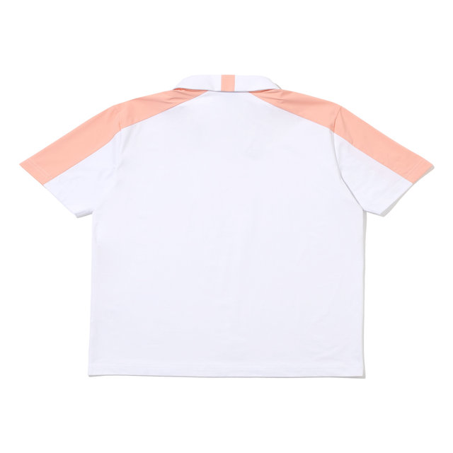소매 에리 절개 배색 반팔 티셔츠[CORAL]