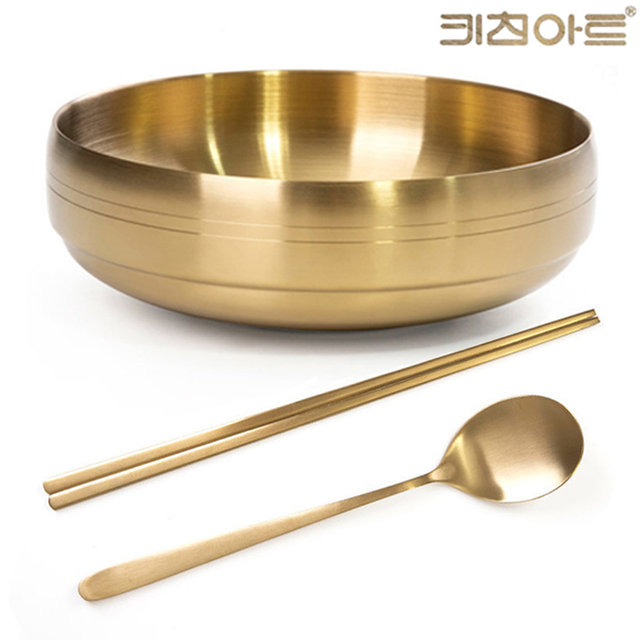 키친아트 낮은 이중 면기 21cm+수저세트 그릇 라면 냉면 칼국수 큰대접