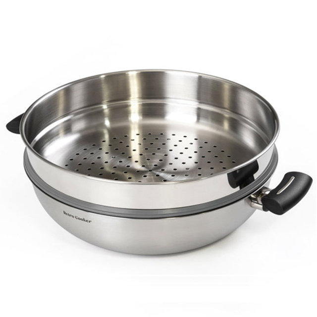 키친아트 스텐 인덕션겸용 전골찜냄비 33cm 대형 찜기 만두 조개 찜통 찜솥