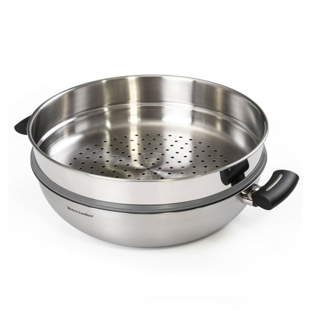 키친아트 스텐 전골 찜냄비 28cm 인덕션겸용 야채 만두 찜솥 찜기