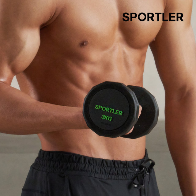 스포틀러 PEV 12각 덤벨 아령 3kg 웨이트 근력 홈트 운동 기구