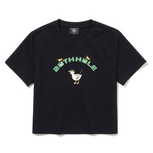 투에니더그 골프 프린트 여성 반팔 크롭 티셔츠 [BLACK]