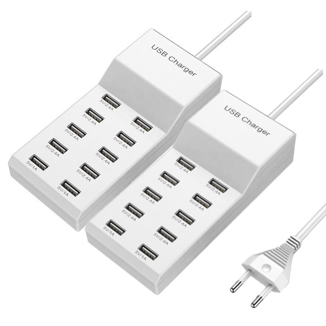 [해외] (1+1)10구 USB 멀티충전기 50W 유럽형플러그 DC5V