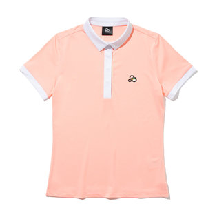 카라넥 소매 배색 포인트 여성 반팔 티셔츠[CORAL]