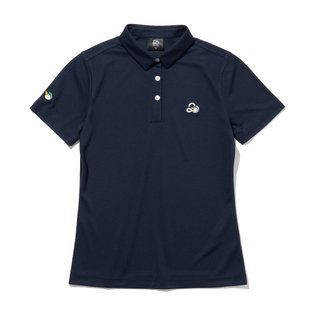 투에니더그 자수 카라 여성 반팔 티셔츠[NAVY]