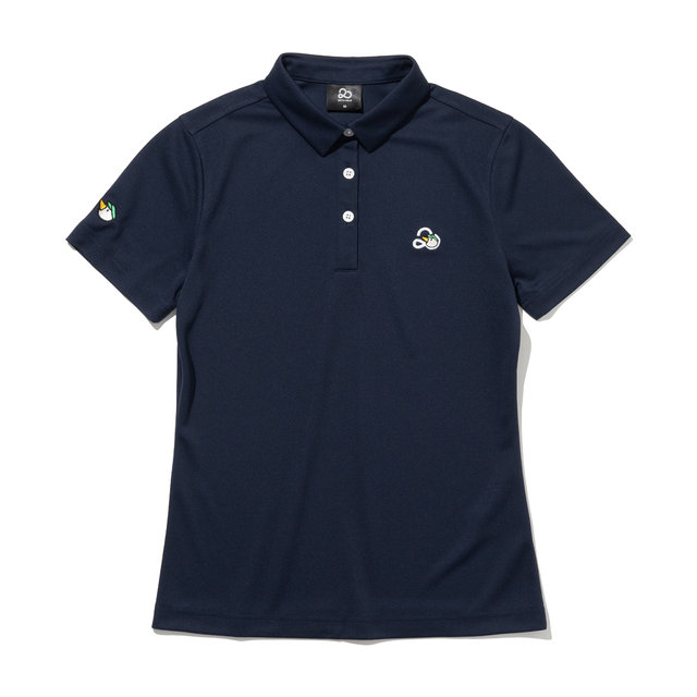 투에니더그 자수 카라 여성 반팔 티셔츠[NAVY]