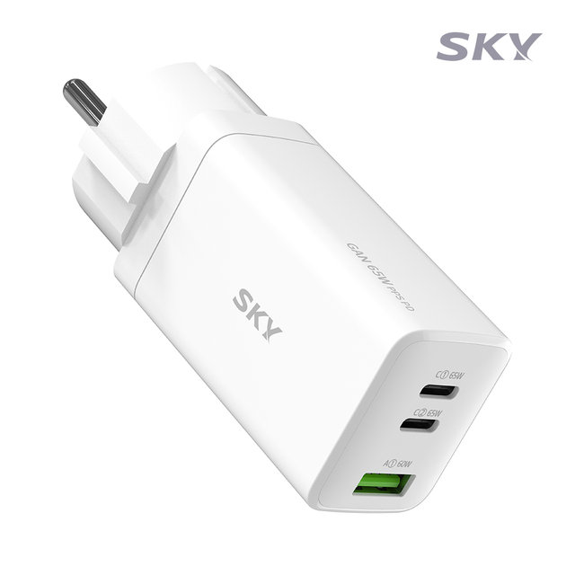 [케이블 세트] 스카이 필 접지 GaN 65W PD PPS 3포트 멀티 초고속 충전기+CtoC 60W 고속 충전 케이블 USB C타입 아이폰 맥북 아이패드 고속 어댑터