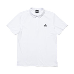 메쉬 웰딩 포인트 하프집업 남성 반팔 티셔츠[WHITE]
