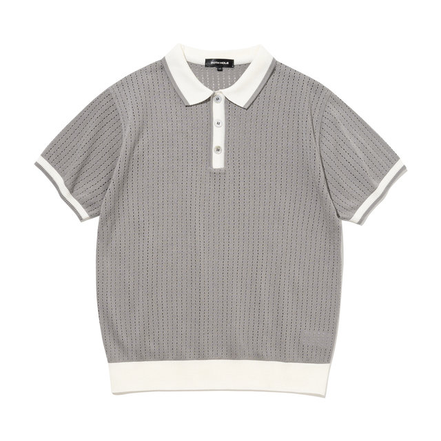 펀칭 카라 남성 반팔 니트[GREY]
