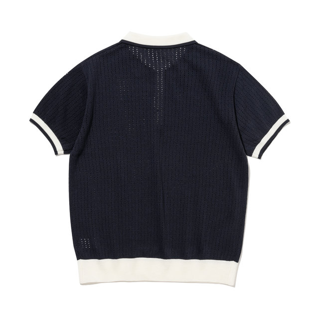 펀칭 카라 남성 반팔 니트[NAVY]