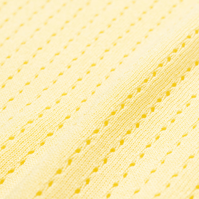 펀칭 카라 여성 반팔 크롭 니트[L/YELLOW]