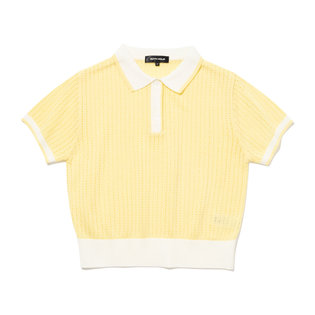 펀칭 카라 여성 반팔 크롭 니트[L/YELLOW]