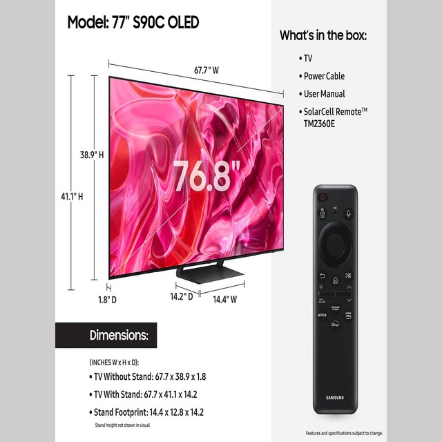 [해외직구] 삼성 77인치 올레드 QN77S90C KQ77SC90AFXKR OLED 5년 AS 가능