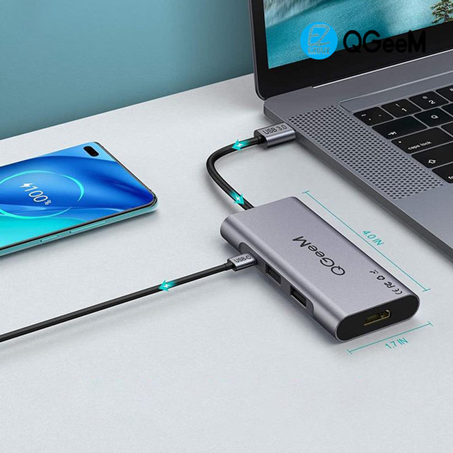 [해외직구] 큐짐 7 in 1 USB C-Type 멀티허브 QG-UH07-A 그레이 / USB 허브 / 맥북호환 가능