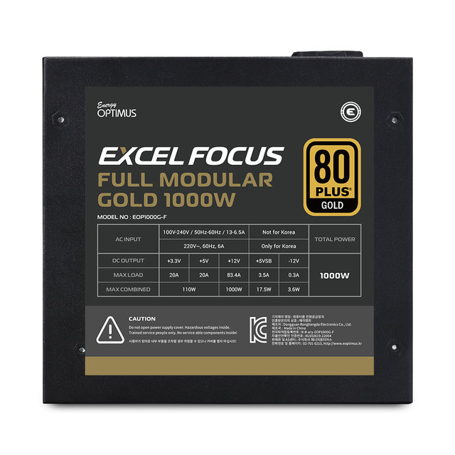 에너지옵티머스 EXCEL FOCUS 1000W 80PLUS GOLD 풀 모듈러