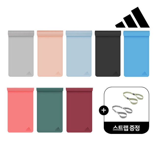 아디다스 프리미엄 TPE 요가매트 5mm 스트랩 포함 운동 헬스 층간소음 안밀리는 홈트