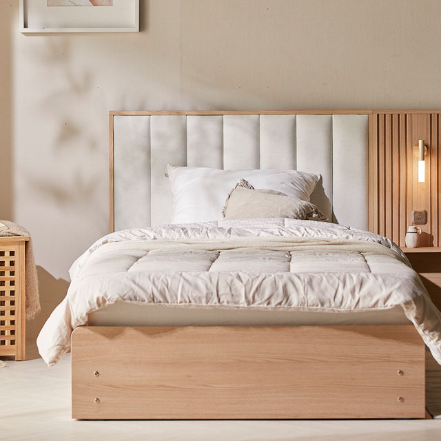 [비밀특가] 로시 패브릭 템바보드 호텔식 수납 침대 SS+본넬