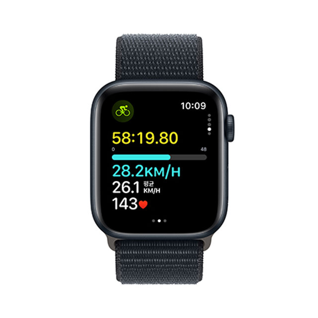 애플워치 SE2 44mm, GPS (미드나이트 알루미늄, 미드나이트 스포츠루프) - [MREA3KH/A]